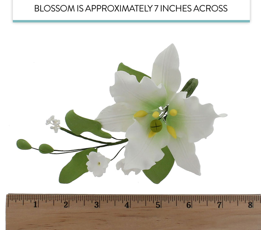 Sugar Lilies, Lily Flower Sprays, Cake Toppers by Global Sugar Art, White Casablanca Easter Lily Spray