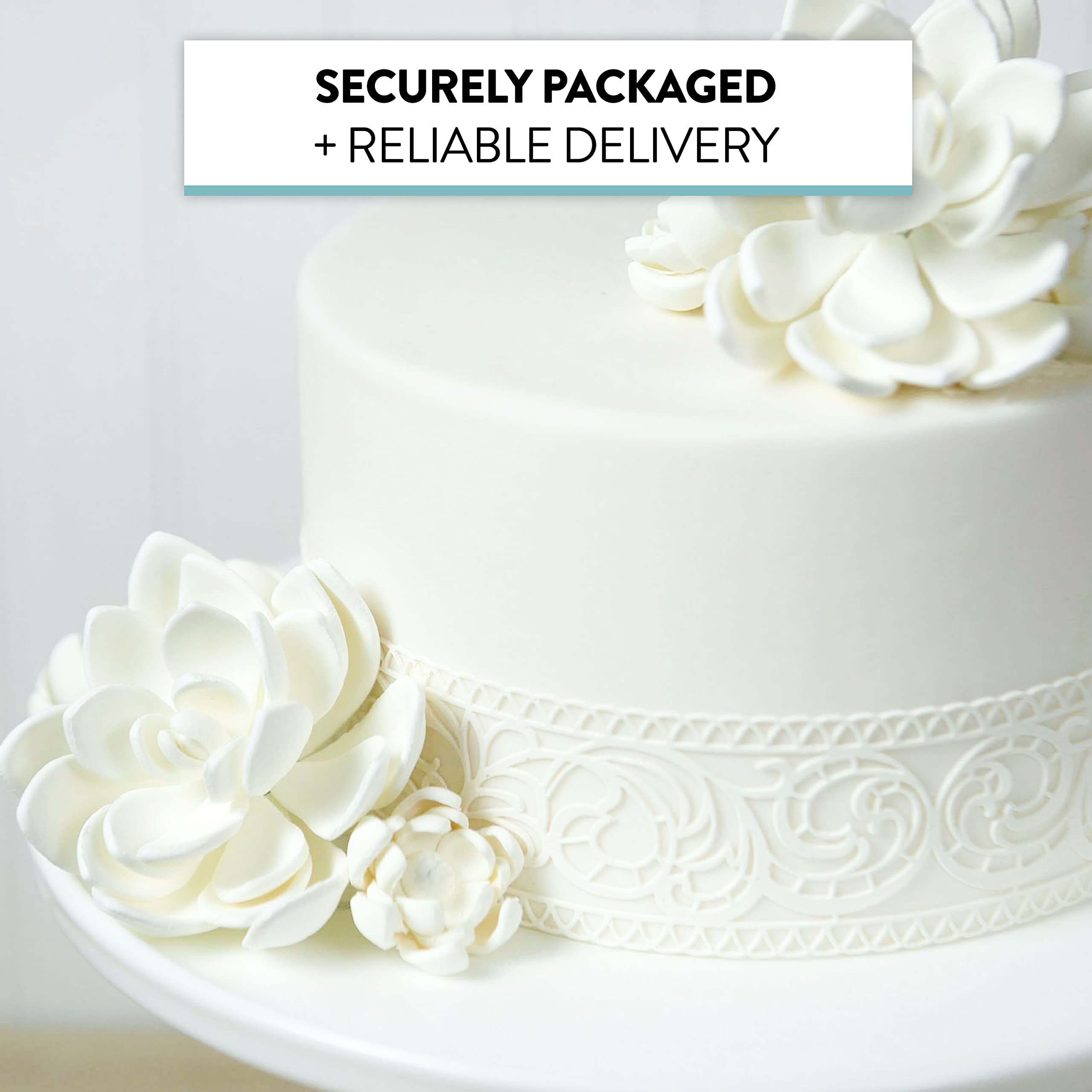 Global Sugar Art Succulent Opalina Sugar Cake Flowers White with Wire, 3 Count by Chef Alan Tetreault