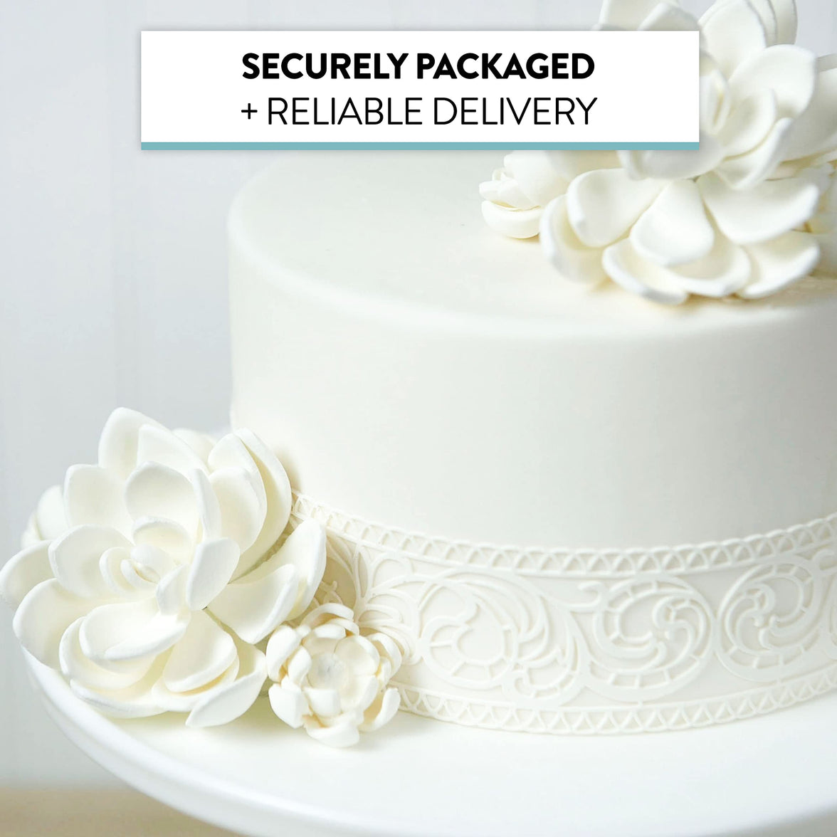 Global Sugar Art Succulent Opalina Sugar Cake Flowers White with Wire, 3 Count by Chef Alan Tetreault