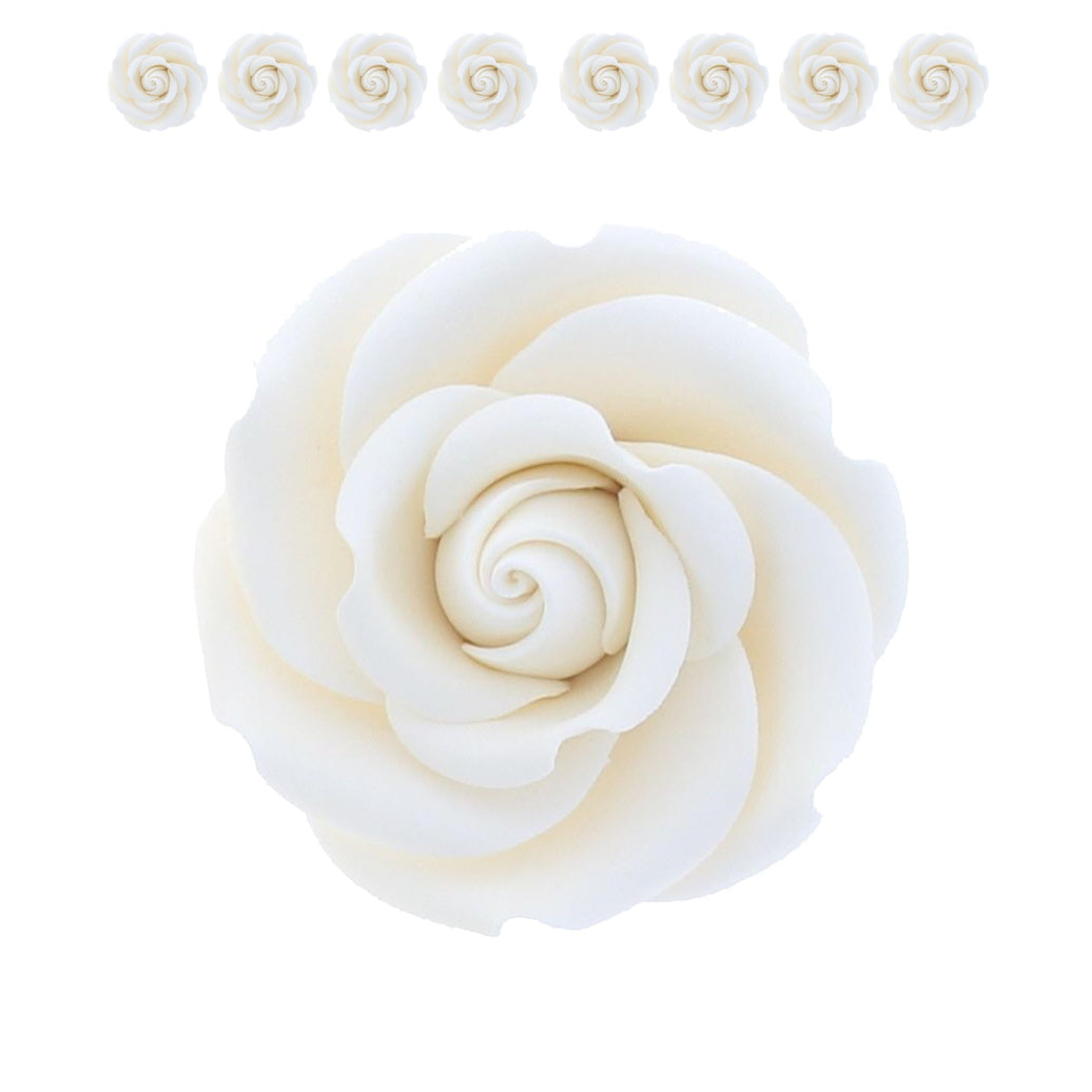 Rebecca Roses, Gum Paste Flowers for Cakes, by Global Sugar Art, White, Medium