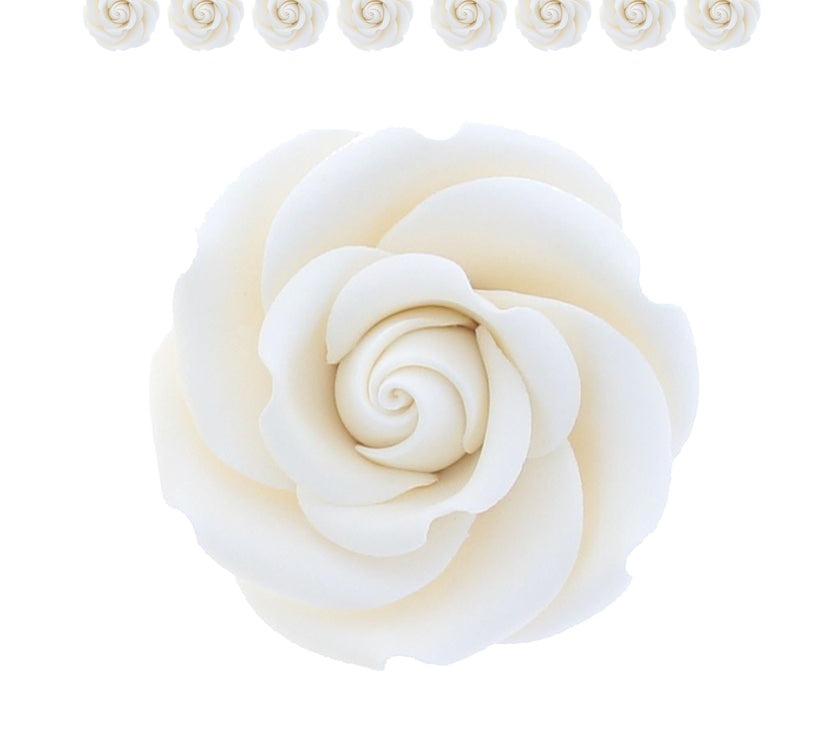 Rebecca Roses, Gum Paste Flowers for Cakes, by Global Sugar Art, White, Medium