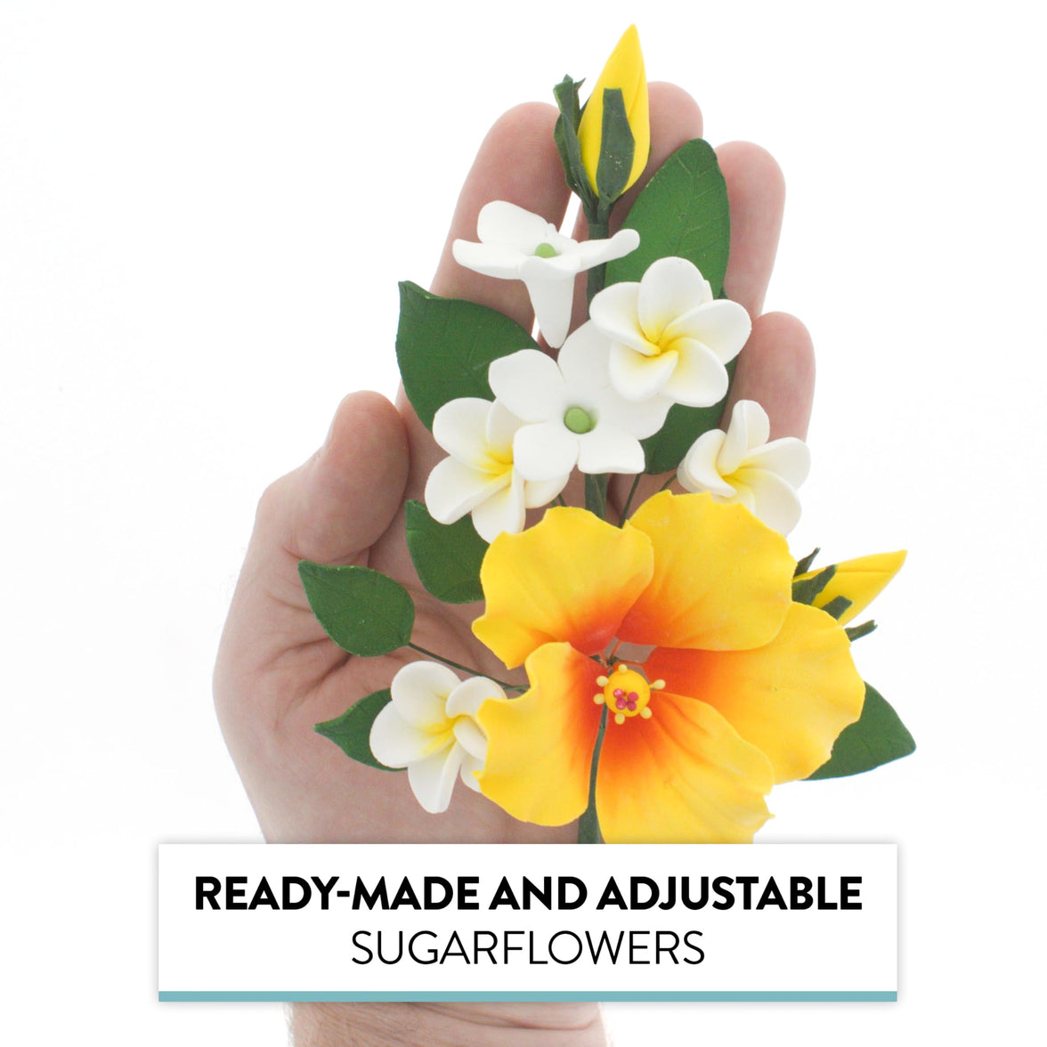 Premium Hibiscus Sugar Flower Sprays by Global Sugar Art, Yellow
