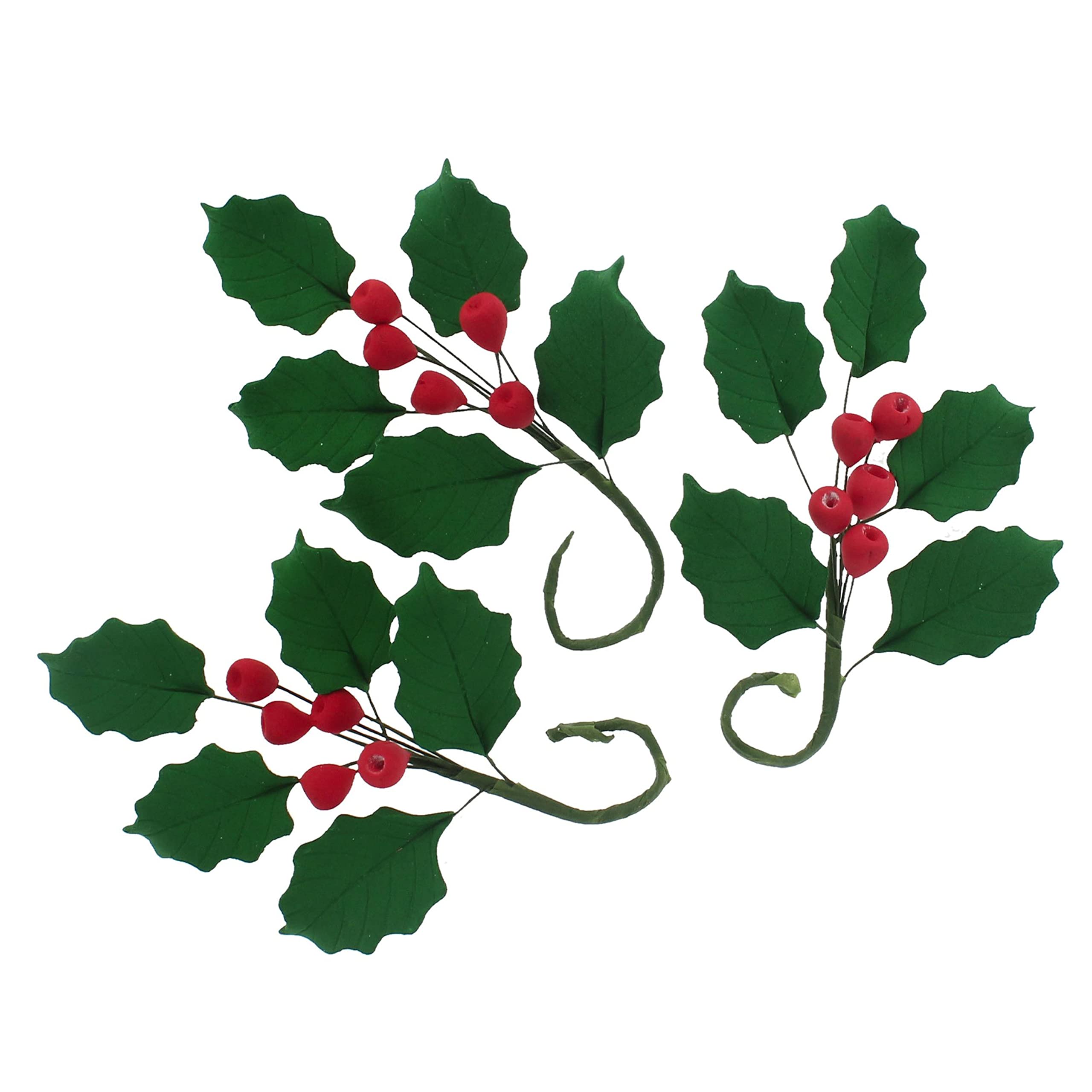Christmas Holly Leaf Sprays for Cakes and Decorating, by Global Sugar Art