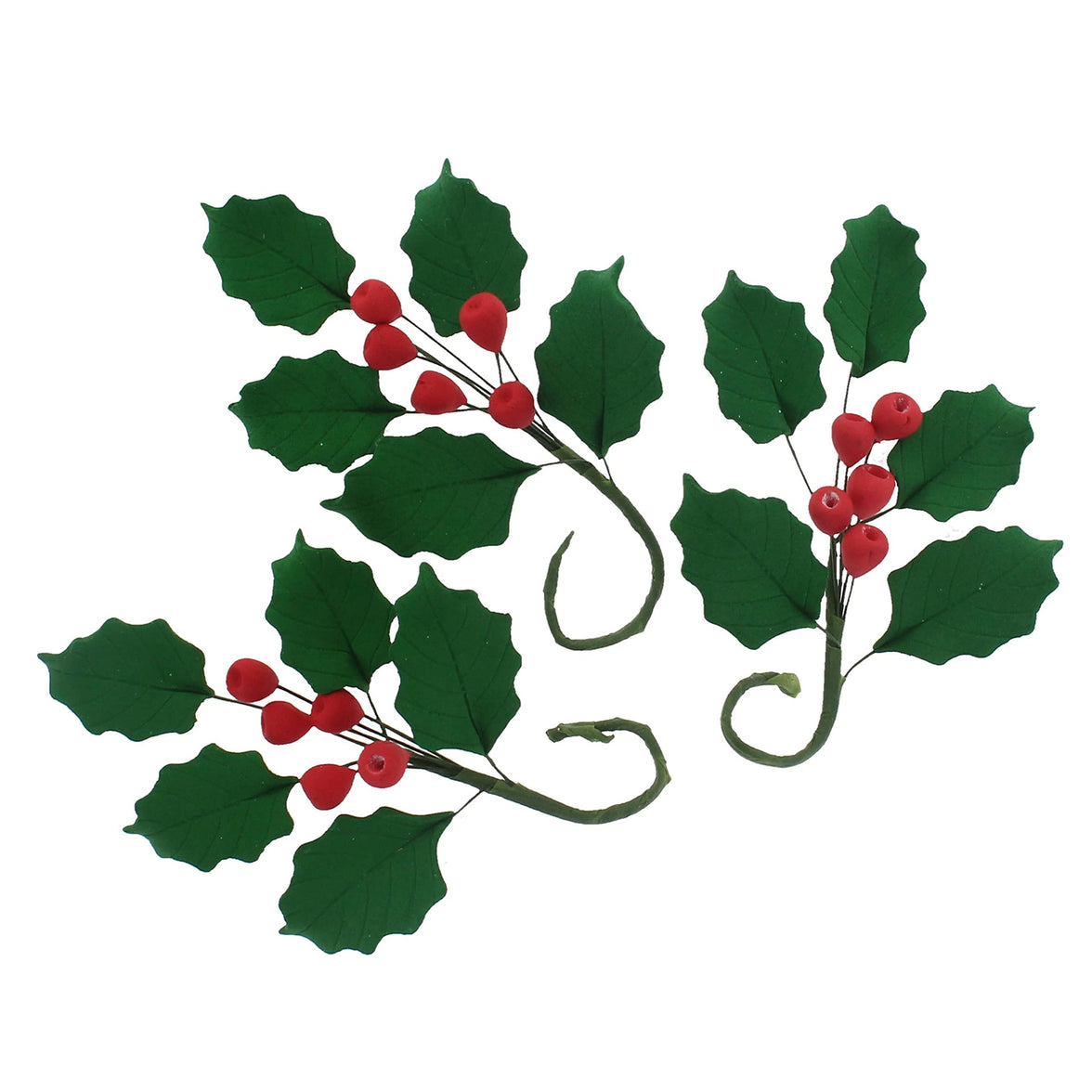 Christmas Holly Leaf Sprays for Cakes and Decorating, by Global Sugar Art