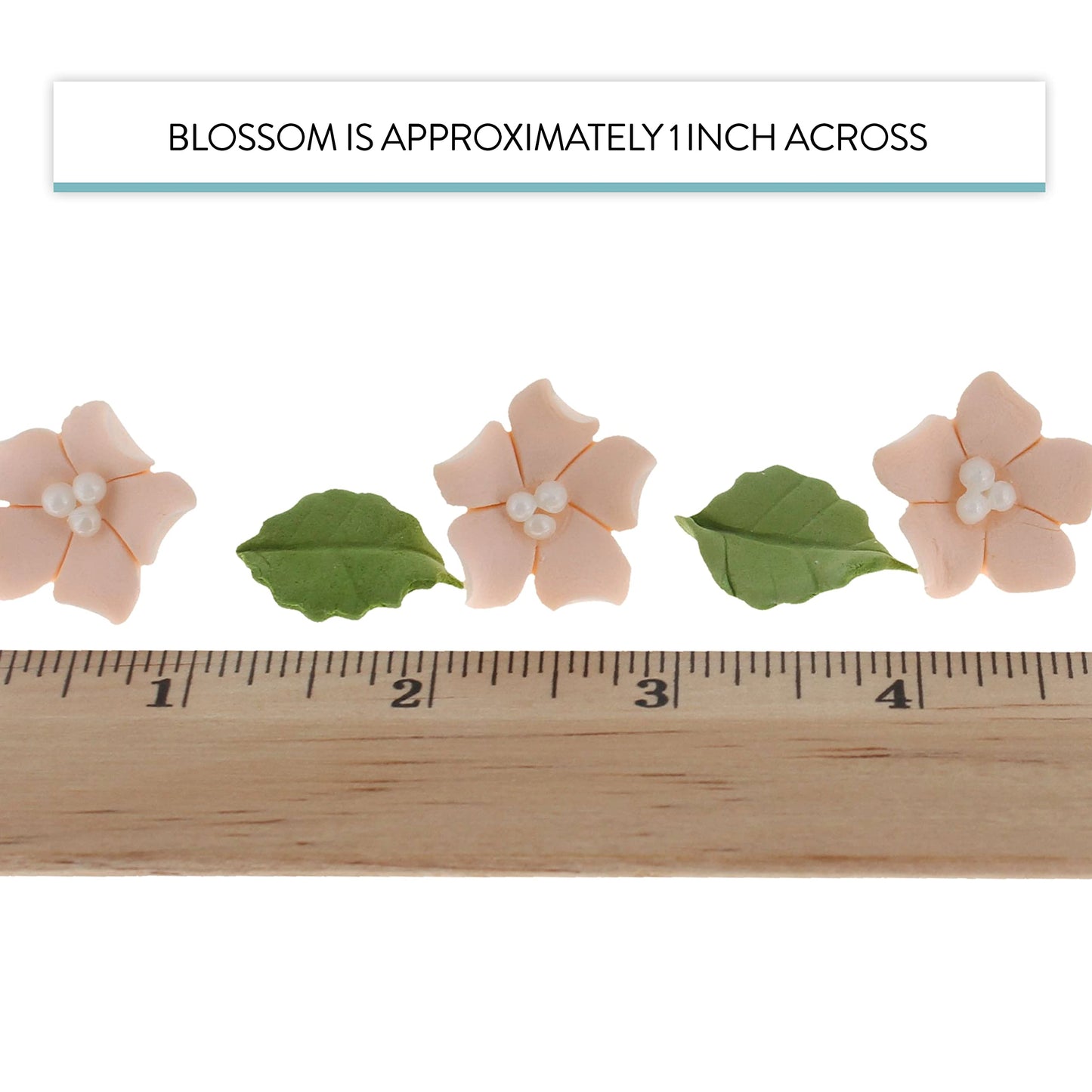 Peach Flower Blossoms with Leaves Kit, 24 Count