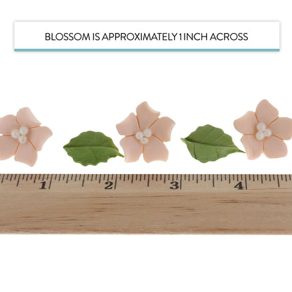 Peach Flower Blossoms with Leaves Kit, 24 Count