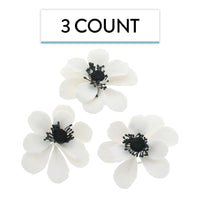 Global Sugar Art Sugar White and Black Anemone by Chef Alan Tetreault, 3 Count