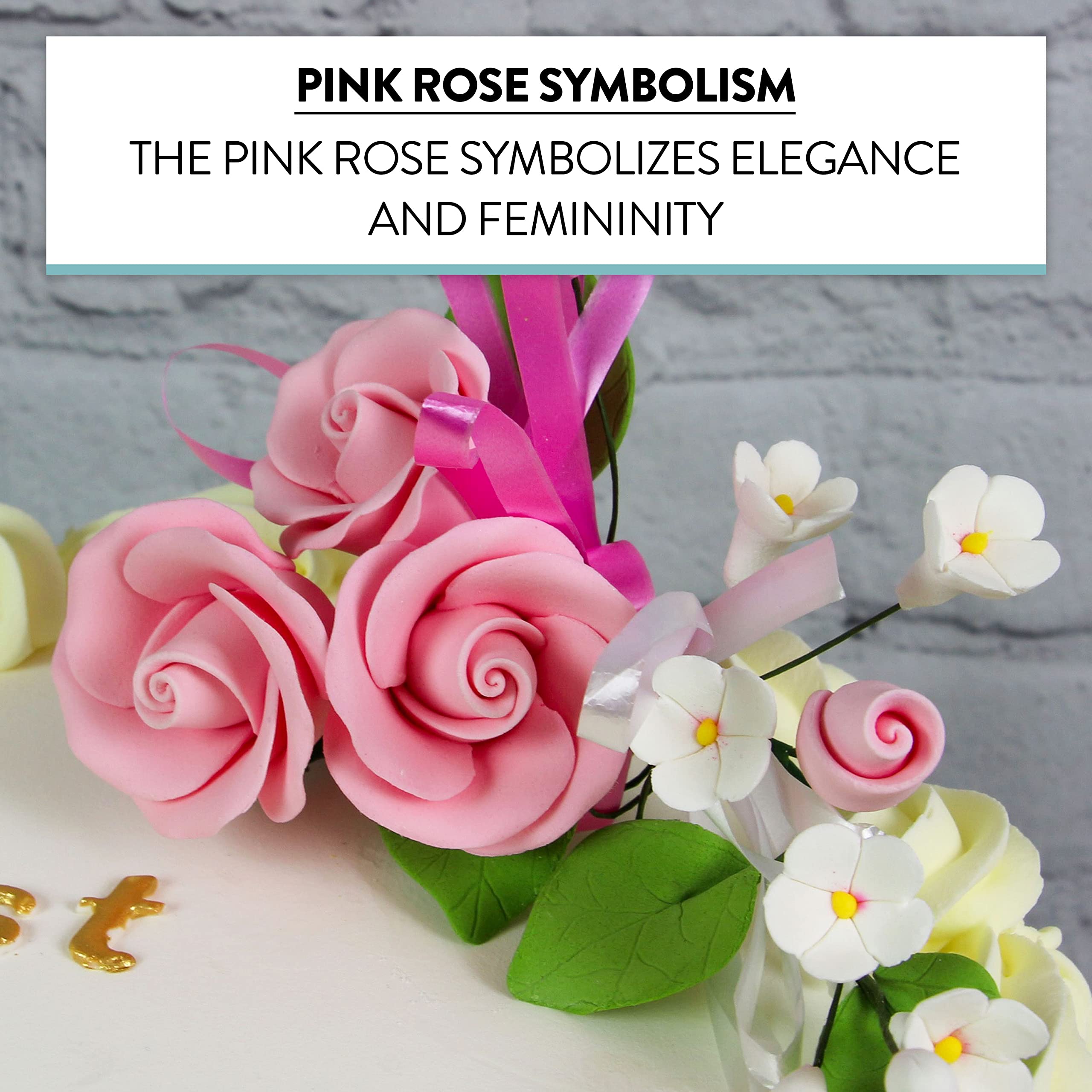 Petite Rose Spray, Sugar Flower Spray for Cakes, by Global Sugar Art, Pink 2 Count