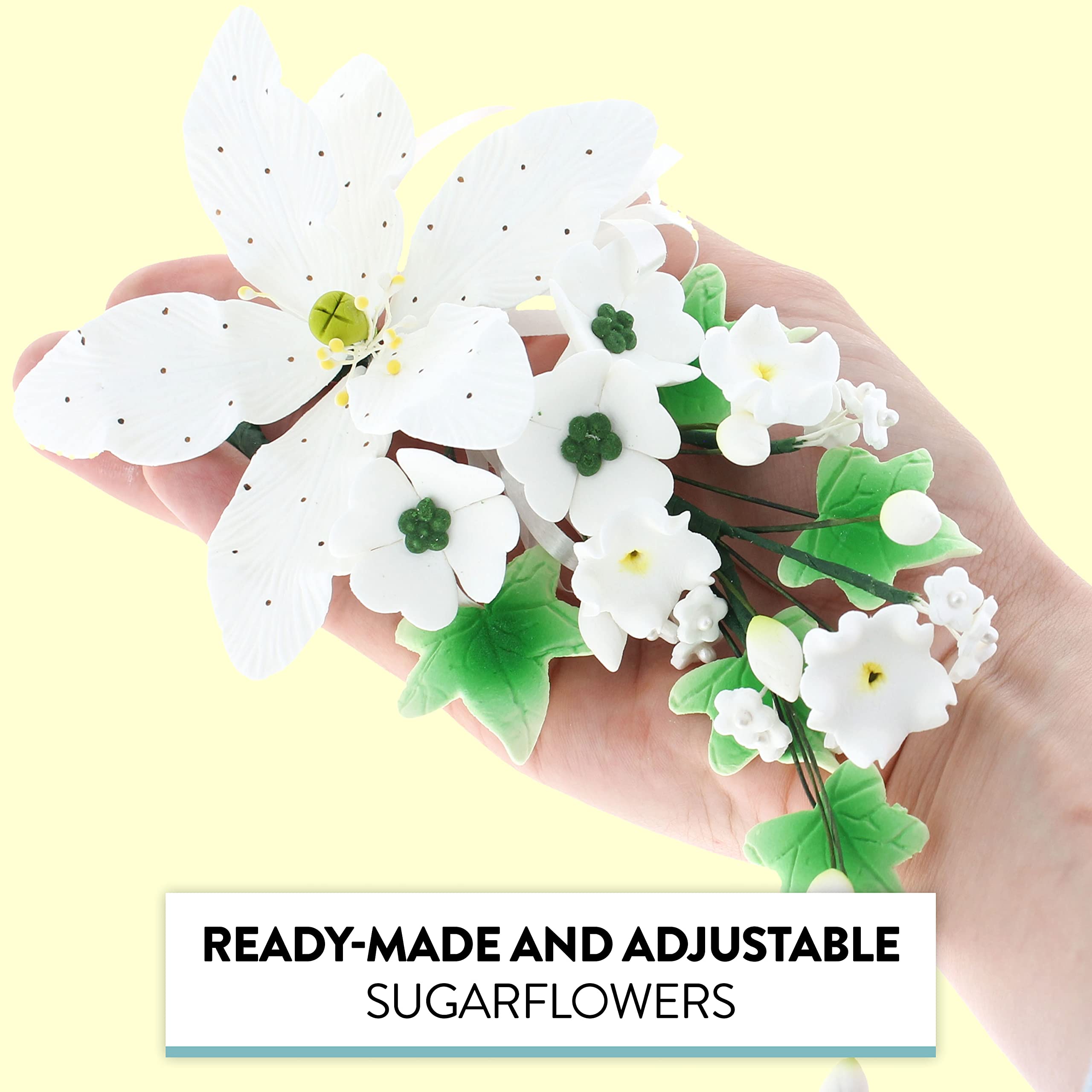 Sugar Lilies, Lily Flower Sprays, Cake Toppers by Global Sugar Art, White Speckled Easter Lily Spray