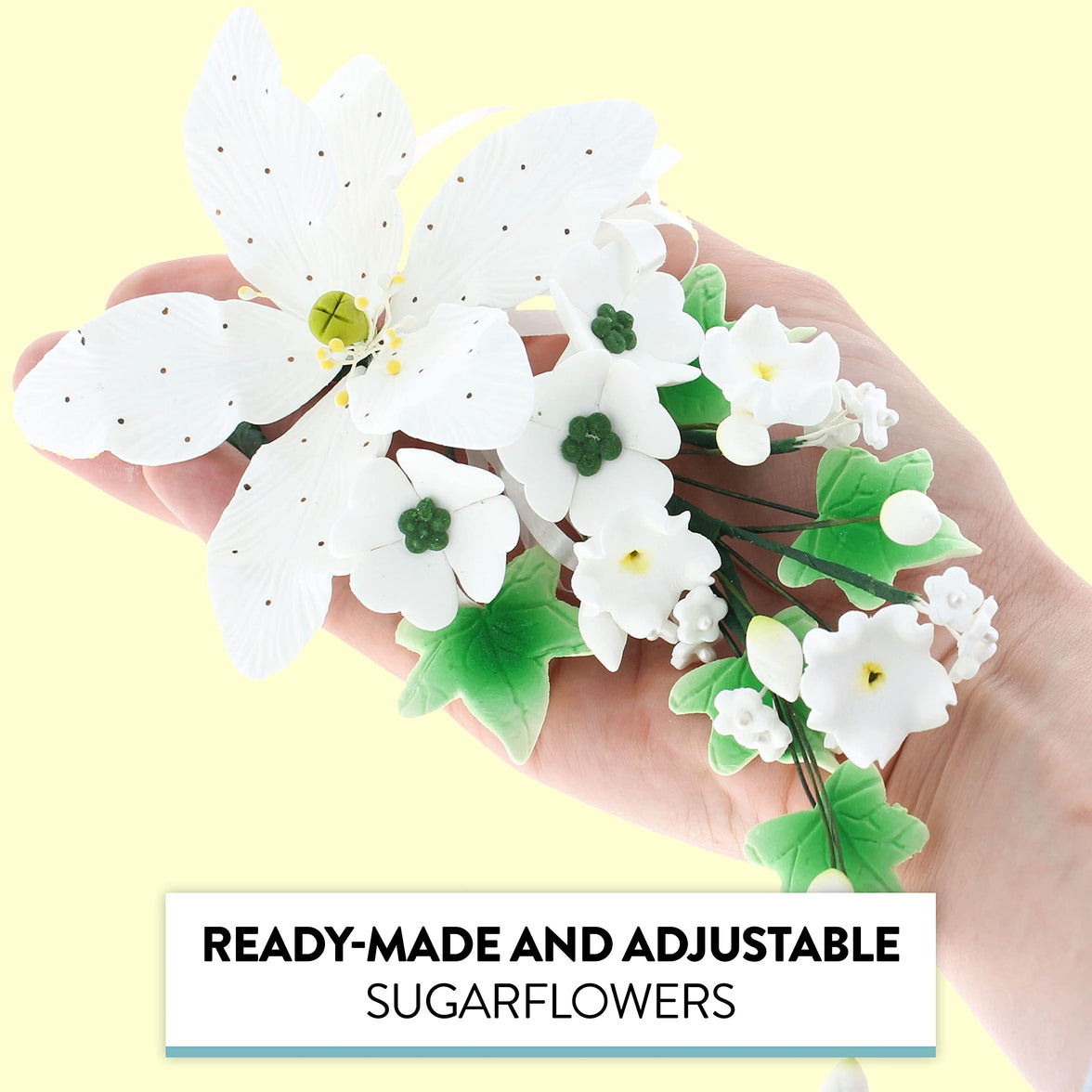 Sugar Lilies, Lily Flower Sprays, Cake Toppers by Global Sugar Art, White Speckled Easter Lily Spray