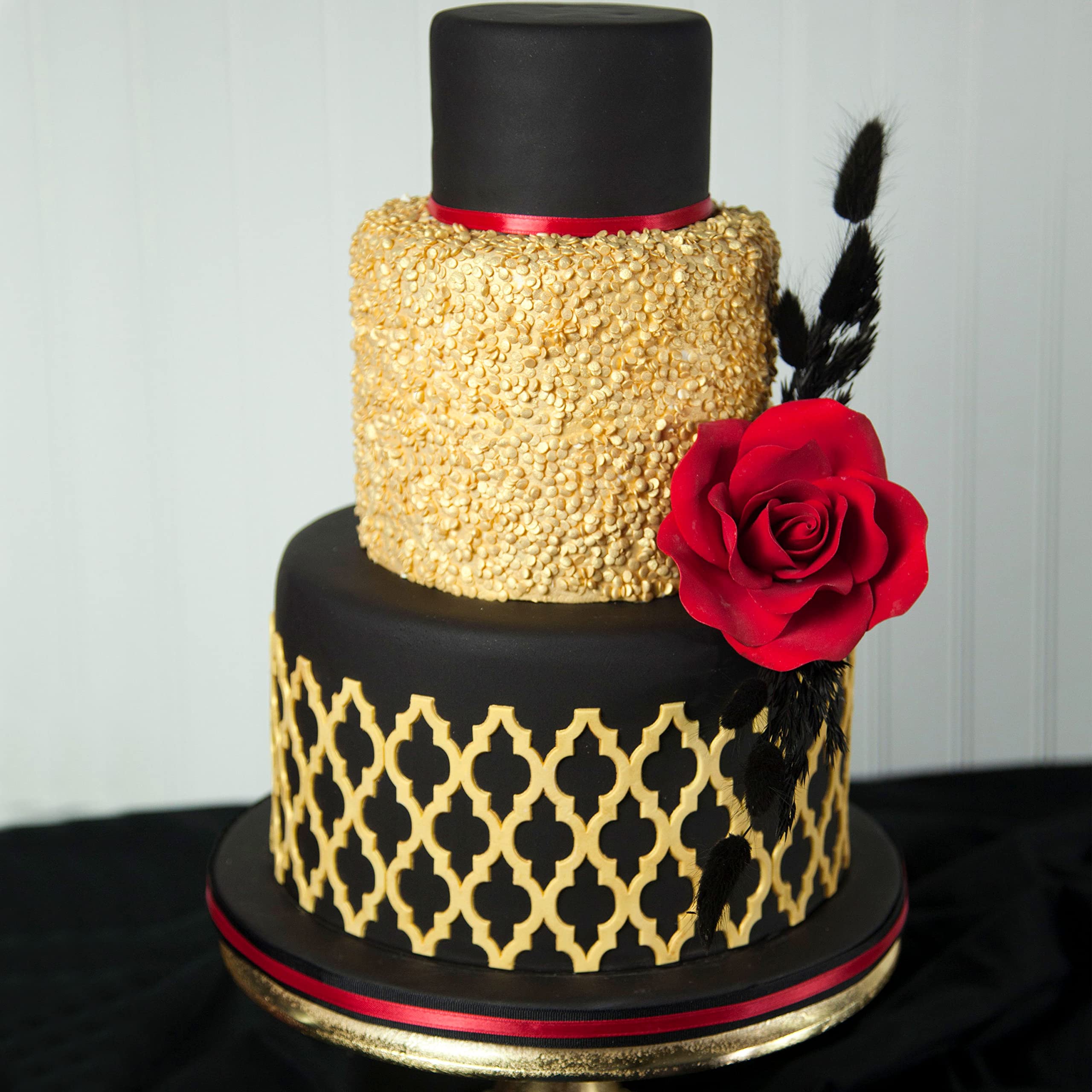 Jumbo Rose Sugar Cake Flowers by Global Sugar Art, Red