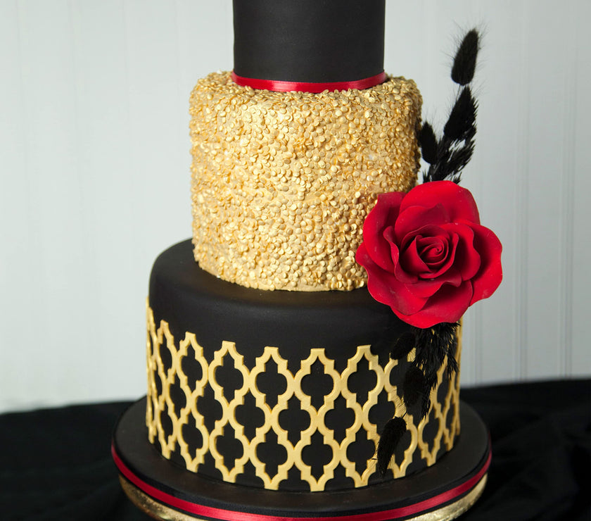 Jumbo Rose Sugar Cake Flowers by Global Sugar Art, Red