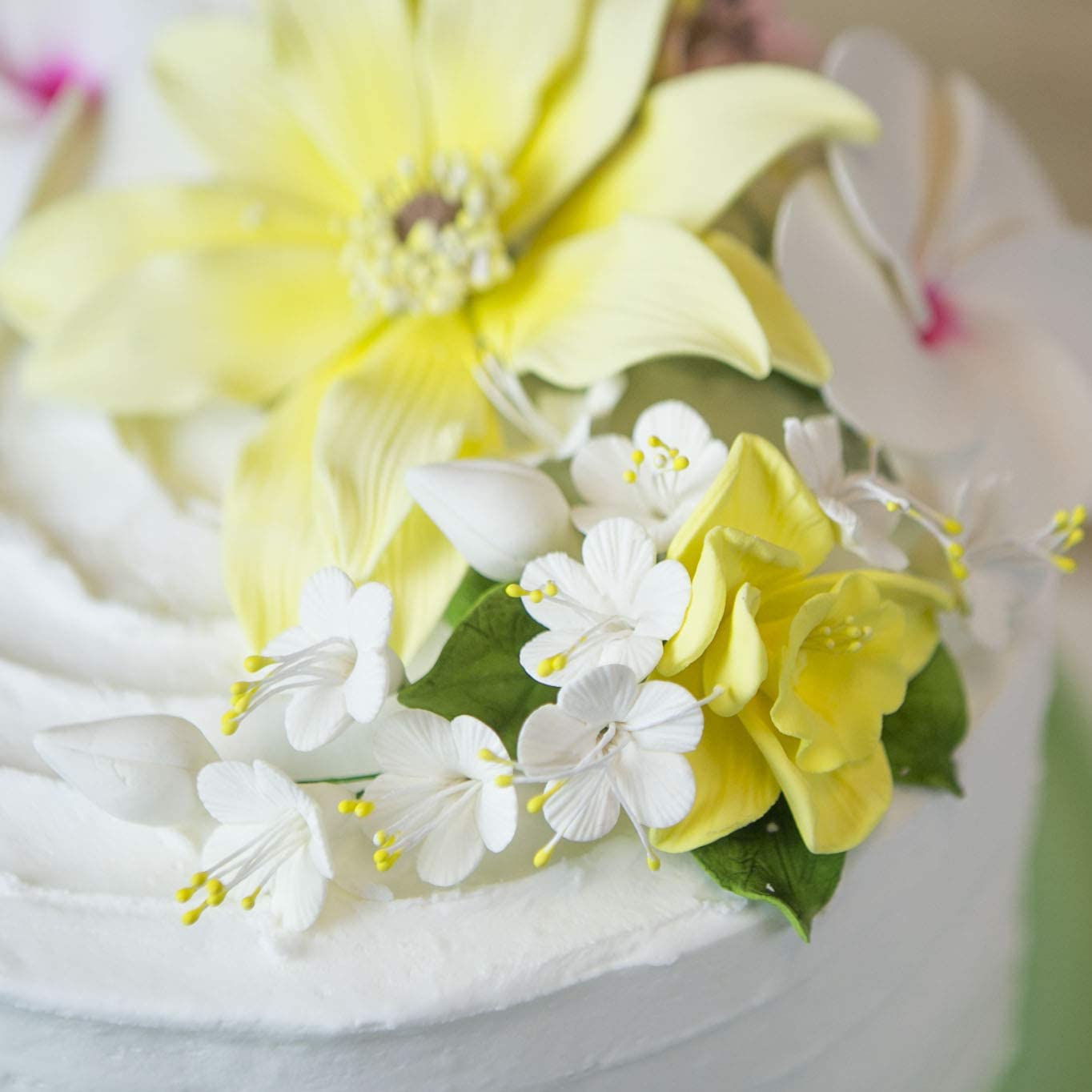 Cherry Blossom Sugar Cake Flower Spray, by Global Sugar Art, White