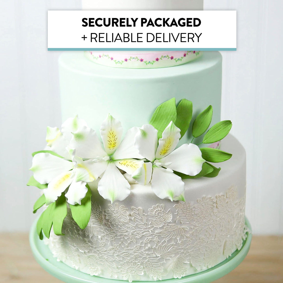 Global Sugar Art White Alstroemeria Sugar Cake Flowers by Chef Alan Tetreault, 3 Count