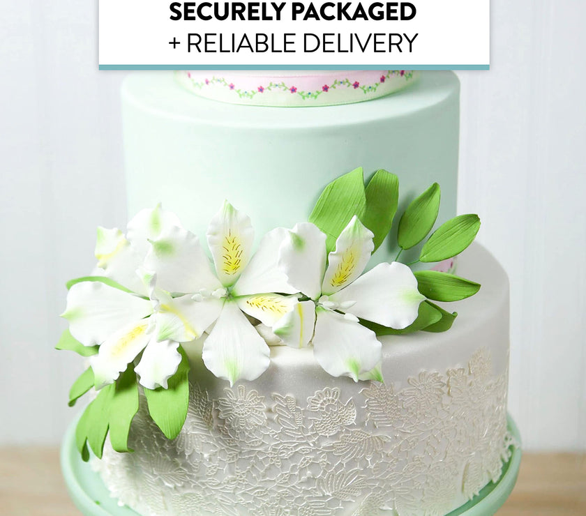 Global Sugar Art White Alstroemeria Sugar Cake Flowers by Chef Alan Tetreault, 3 Count