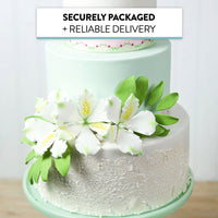 Global Sugar Art White Alstroemeria Sugar Cake Flowers by Chef Alan Tetreault, 3 Count