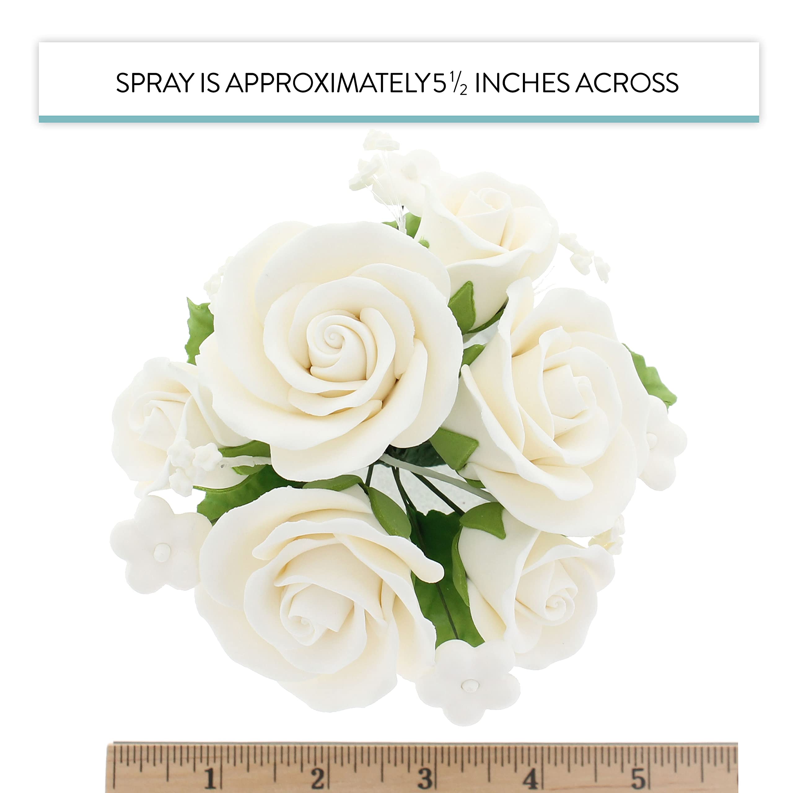Rose Bouquet Cake Decoration, Elegant Garden Rose Cake Topper, by Global Sugar Art, White