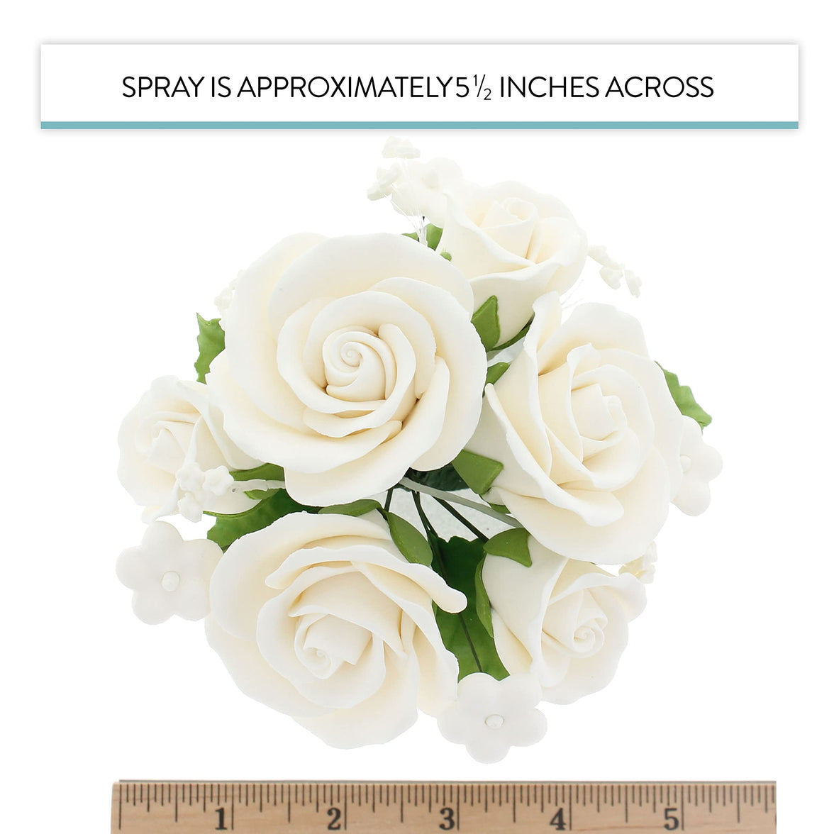 Rose Bouquet Cake Decoration, Elegant Garden Rose Cake Topper, by Global Sugar Art, White