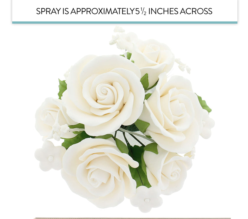 Rose Bouquet Cake Decoration, Elegant Garden Rose Cake Topper, by Global Sugar Art, White