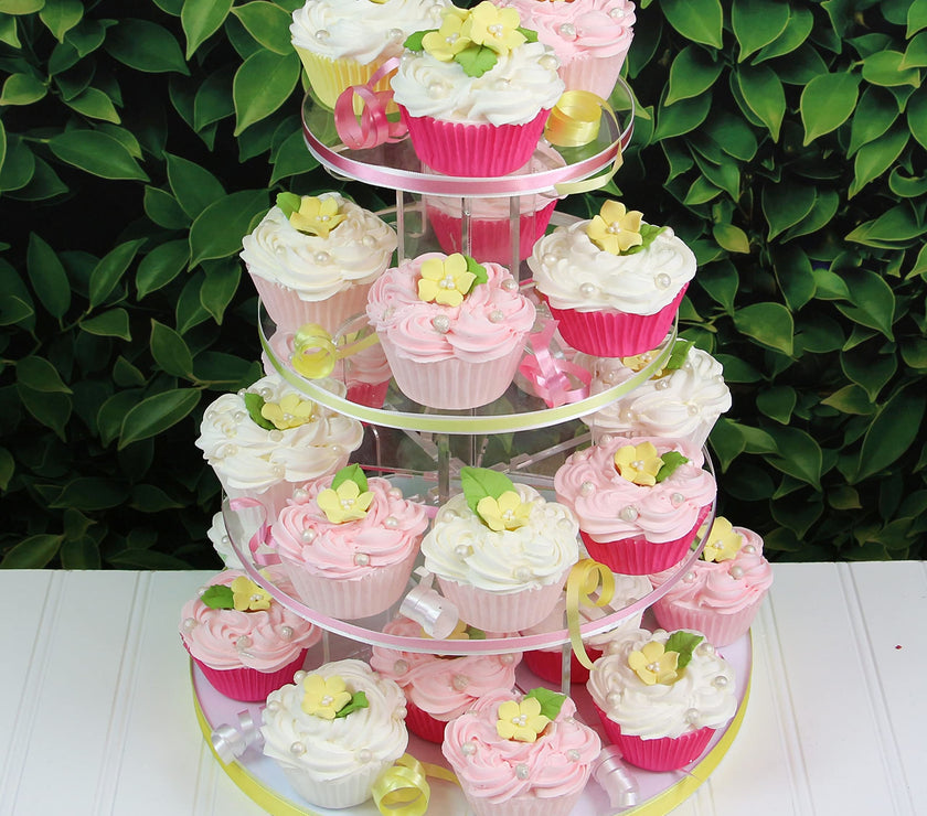 Flower Blossoms with Leaves, Edible Sugar Flowers for Cakes & Cupcakes, by Global Sugar Art, Yellow