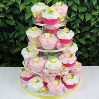 Flower Blossoms with Leaves, Edible Sugar Flowers for Cakes & Cupcakes, by Global Sugar Art, Yellow