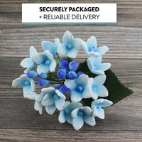 Hydrangea Blossoms Sprays, Sugar Cake Flowers by Global Sugar Art, 4 Count, Blue