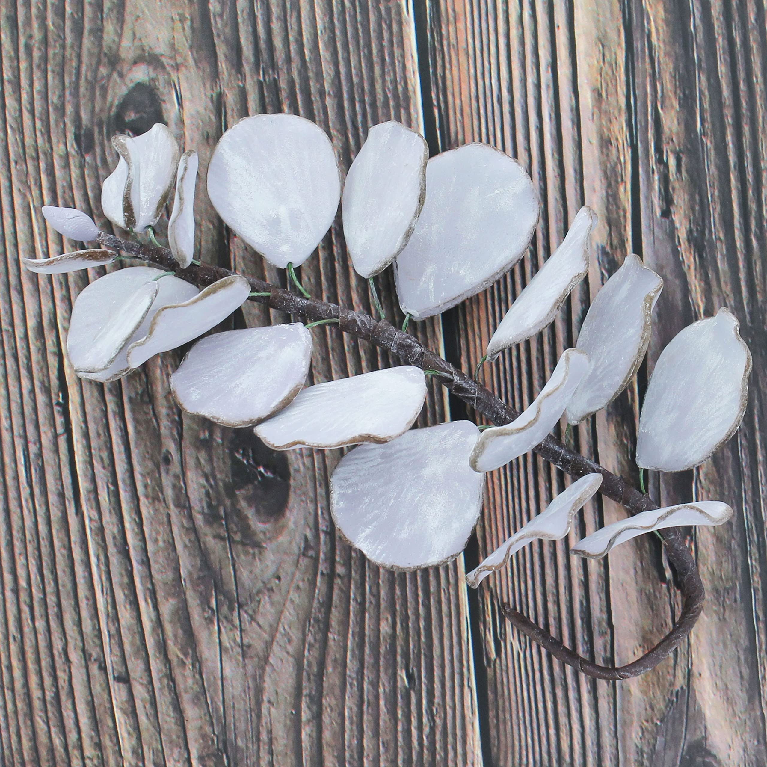 Eucalyptus Sugar Flowers for Cake Decorating, by Global Sugar Art, 5 Count, Silver