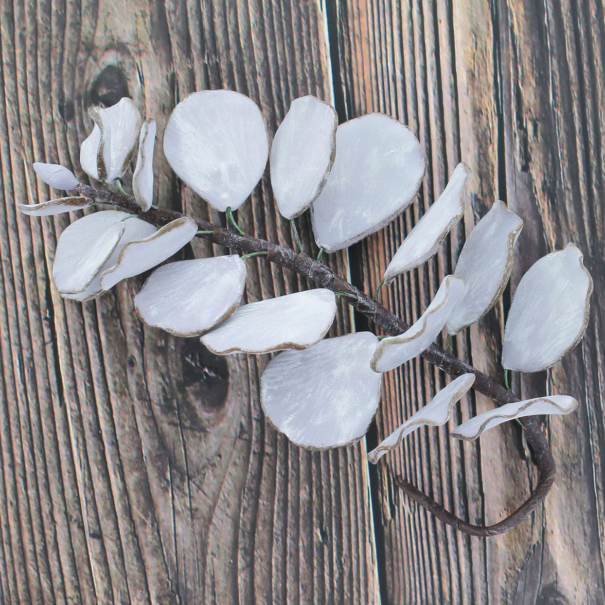 Eucalyptus Sugar Flowers for Cake Decorating, by Global Sugar Art, 5 Count, Silver