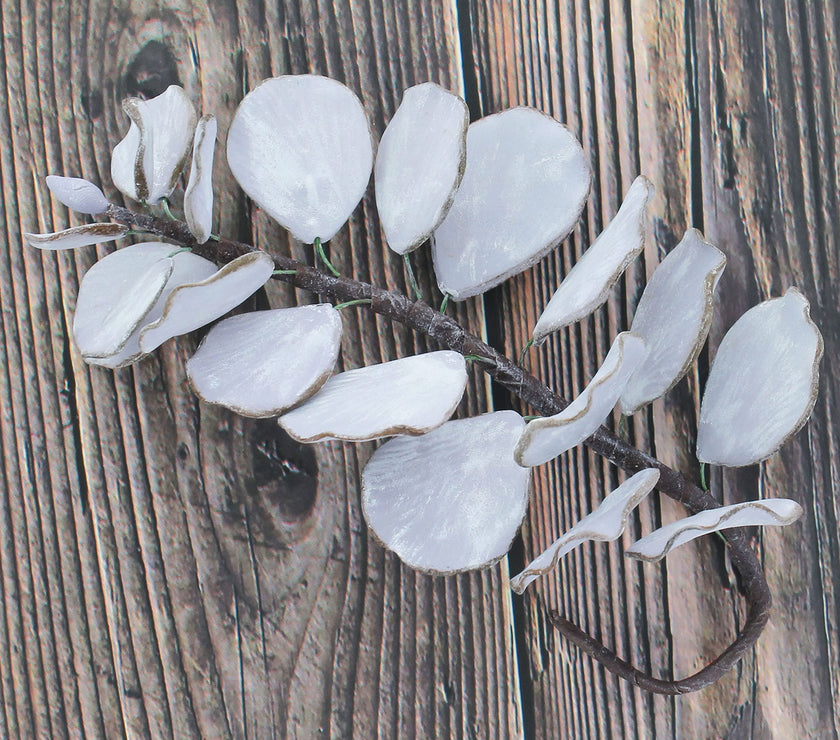 Eucalyptus Sugar Flowers for Cake Decorating, by Global Sugar Art, 5 Count, Silver