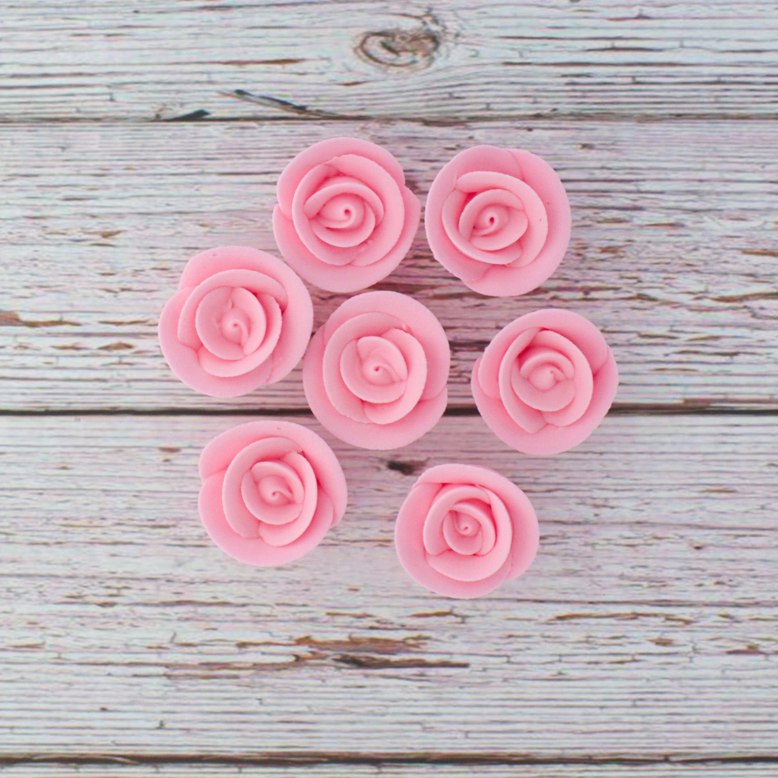 Premium Edible Roses for Cakes and Cupcakes, Sweet Royal Icing Roses, by Global Sugar Art, Pink