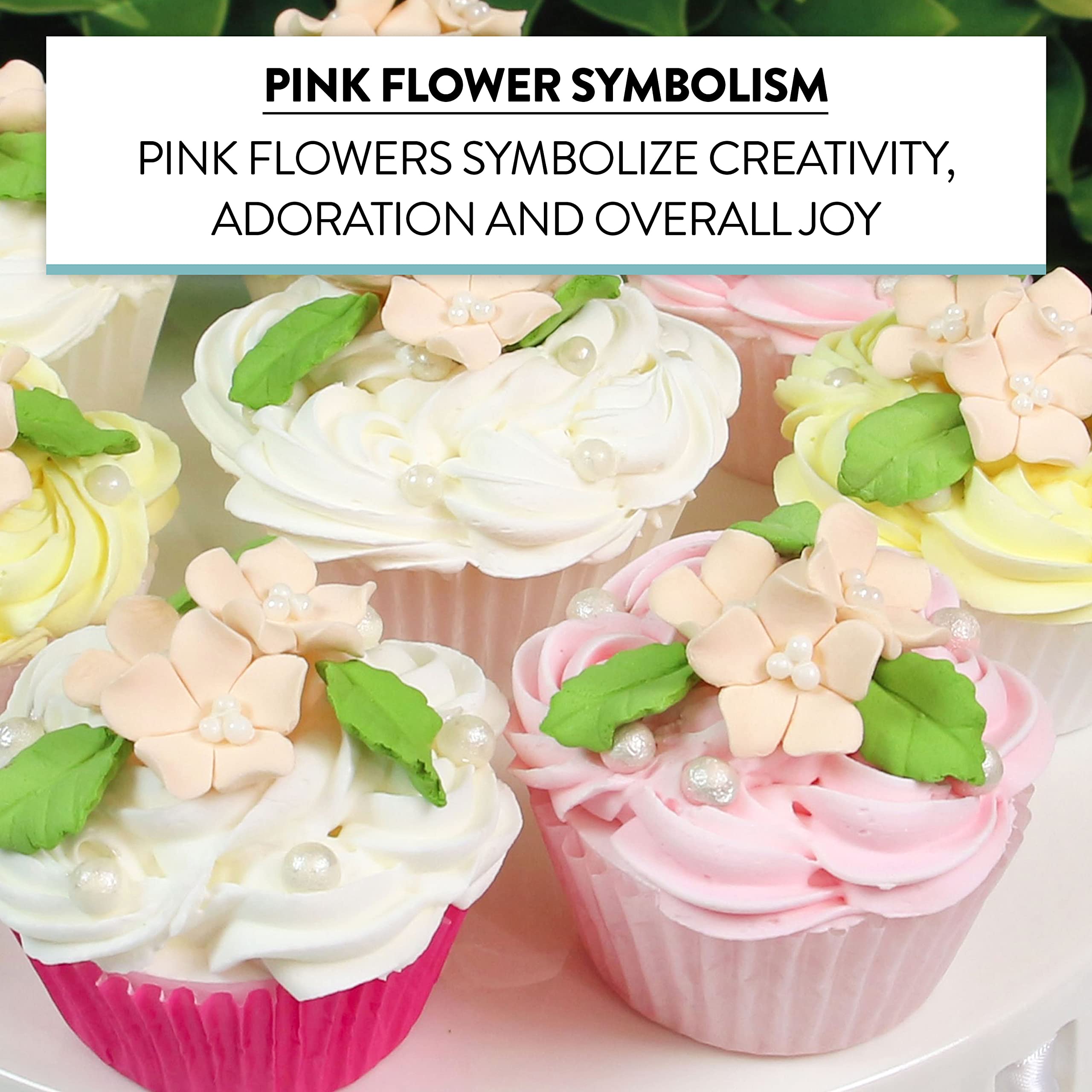 Flower Blossoms with Leaves, Edible Sugar Flowers for Cakes & Cupcakes, by Global Sugar Art, Peach