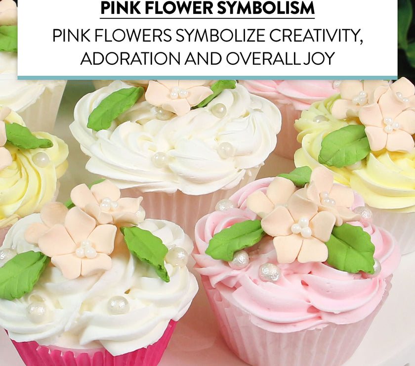 Flower Blossoms with Leaves, Edible Sugar Flowers for Cakes & Cupcakes, by Global Sugar Art, Peach