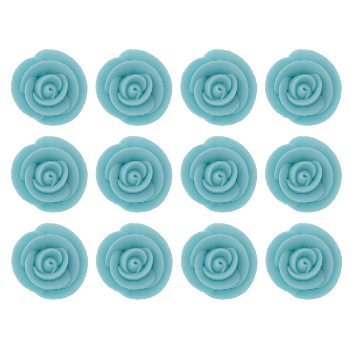 Premium Edible Roses for Cakes and Cupcakes, Sweet Royal Icing Roses, by Global Sugar Art, Light Blue