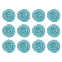 Premium Edible Roses for Cakes and Cupcakes, Sweet Royal Icing Roses, by Global Sugar Art, Light Blue