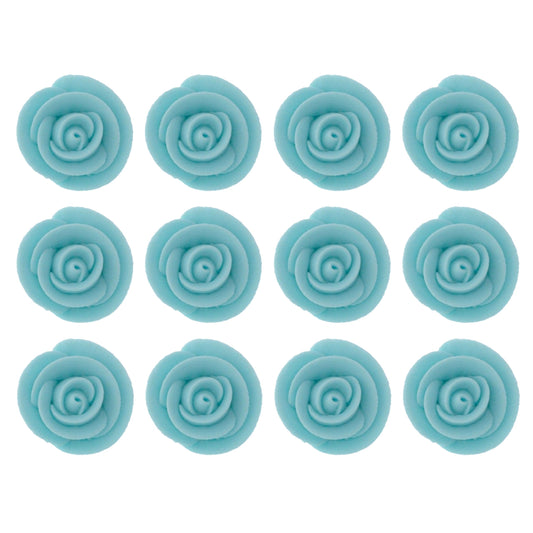 Light Blue Edible Roses, 1.5-inch, 12 Count
