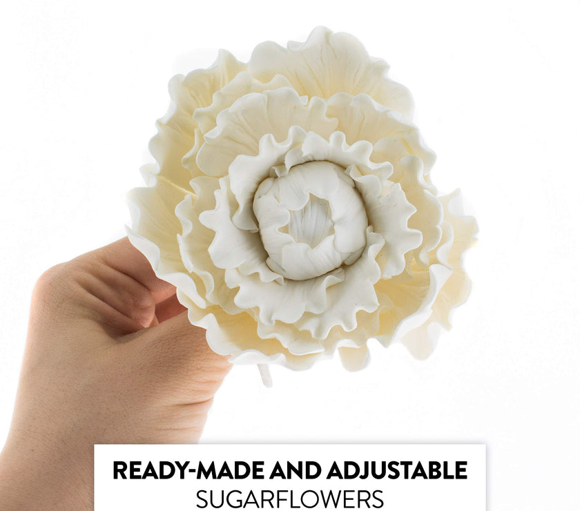 Premium Peony Sugar Flower by Global Sugar Art, White