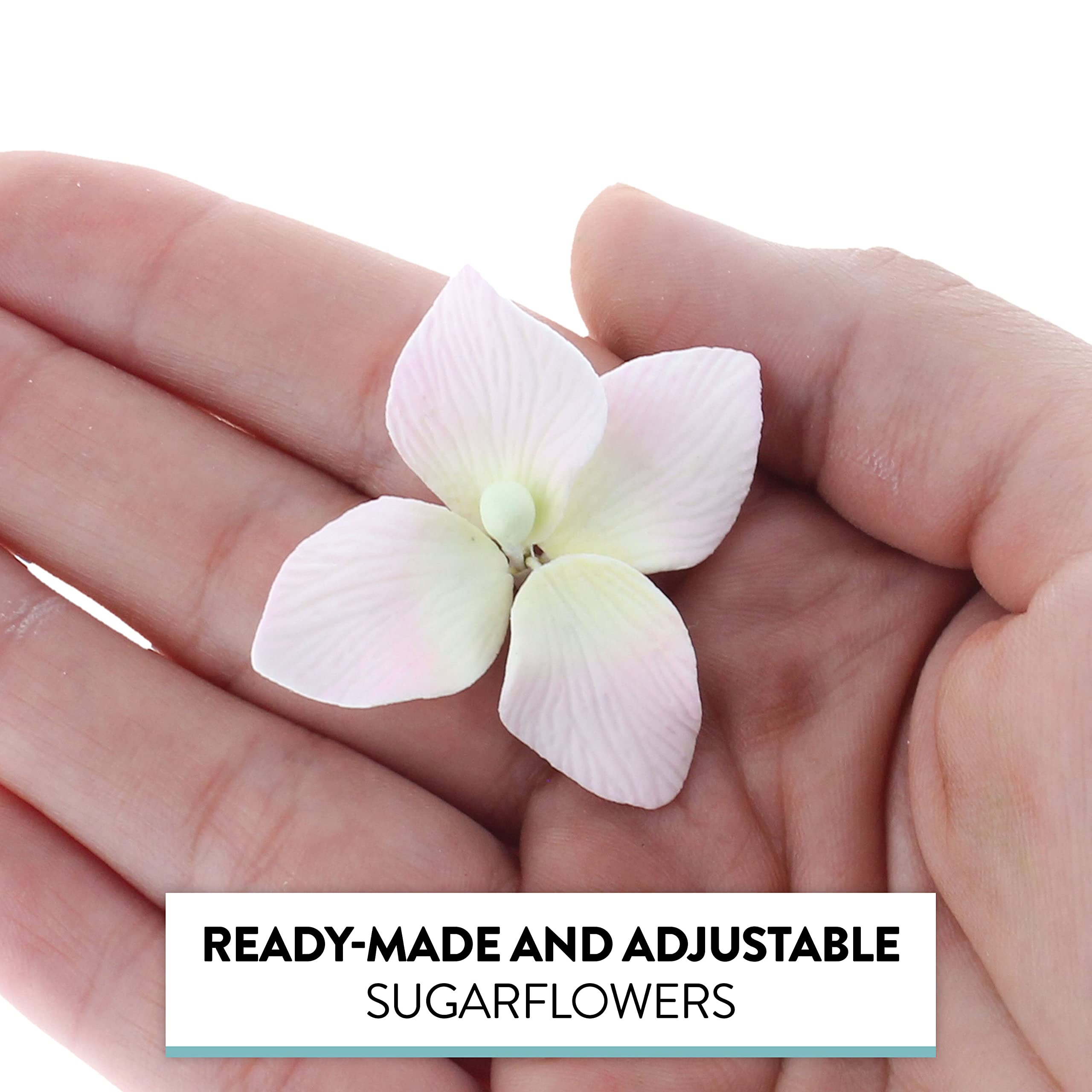 Hydrangea Blossoms, Flat Sugar Flowers by Global Sugar Art, 24 Count Pink