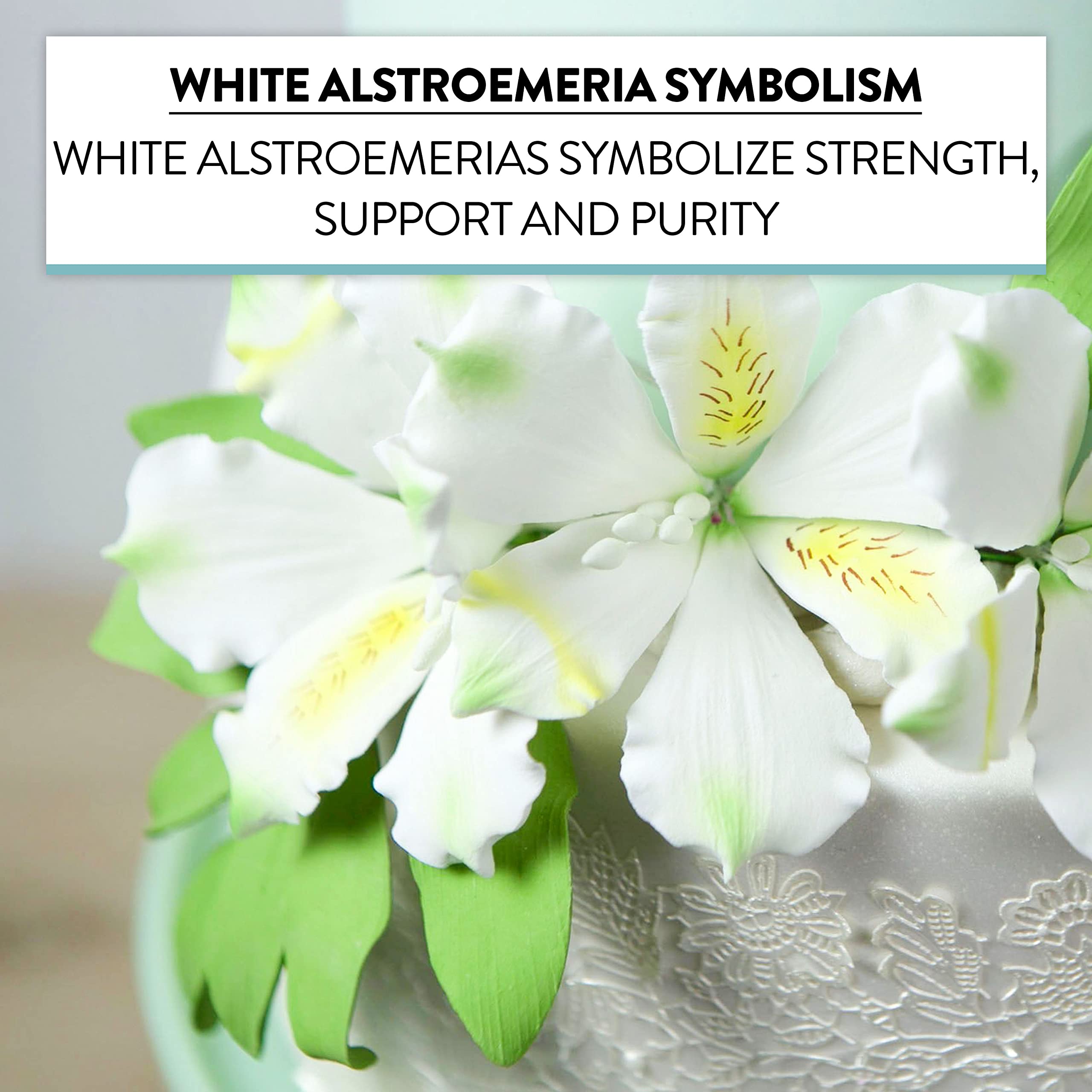 Global Sugar Art White Alstroemeria Sugar Cake Flowers by Chef Alan Tetreault, 3 Count