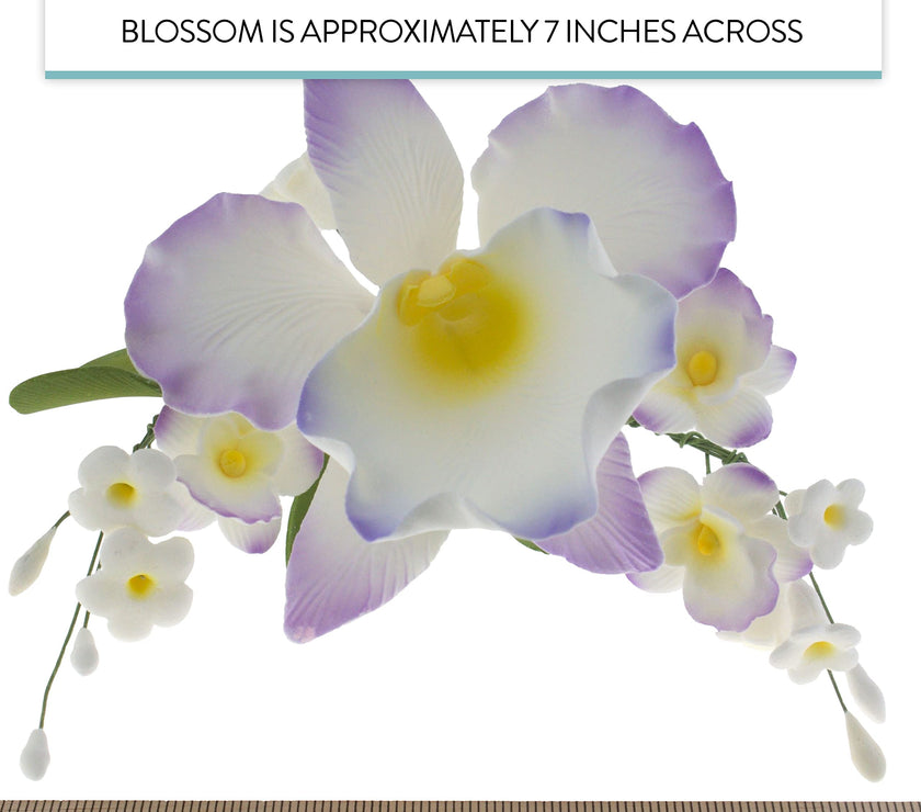 Orchid Sugar Cake Flower Sprays, Violet Cattleya Orchid Spray, by Global Sugar Art
