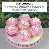 Edible Daisy Cake Decorations, White and Pink Sugar Flowers, Unwired 3/4 Inch, Daisy Cupcake Toppers, Edible Flowers Cake Decorations by Chef Alan Tetreault, Global Sugar Art