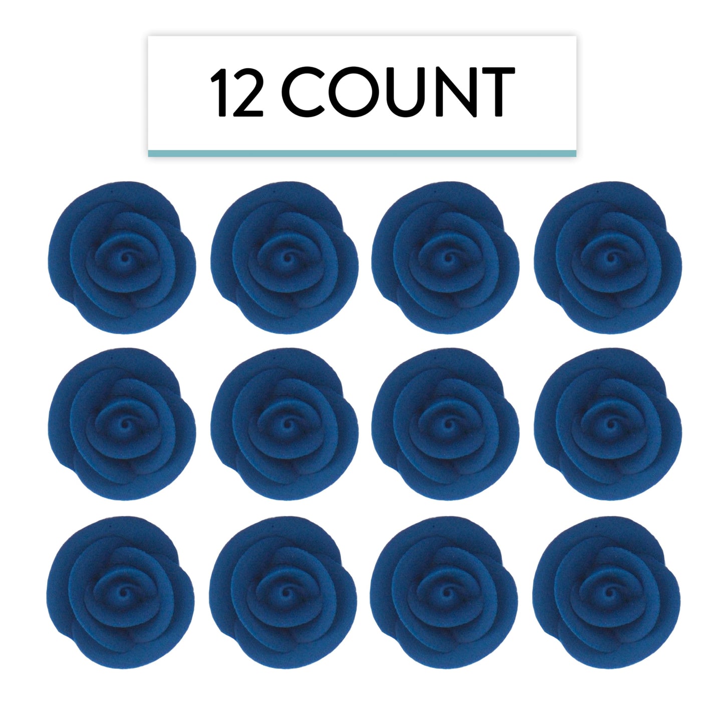 Dark Blue Edible Roses, 1.5-inch, 12 Count