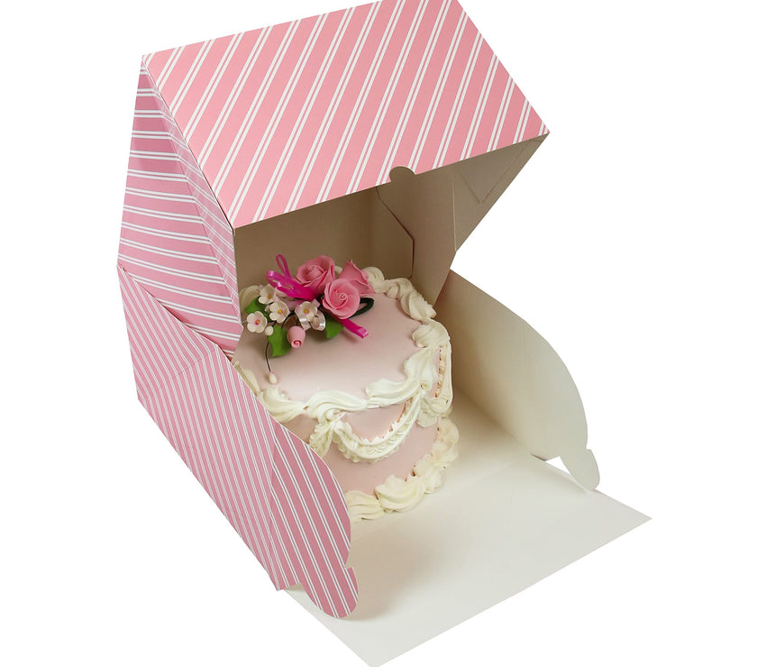 Global Sugar Art Auto-Popup Extra Deep Square Cake Box with Window, 10 x 10 x 6 Inches