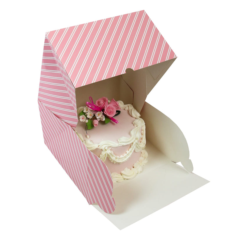Global Sugar Art Auto-Popup Extra Deep Square Cake Box with Window, 10 x 10 x 6 Inches