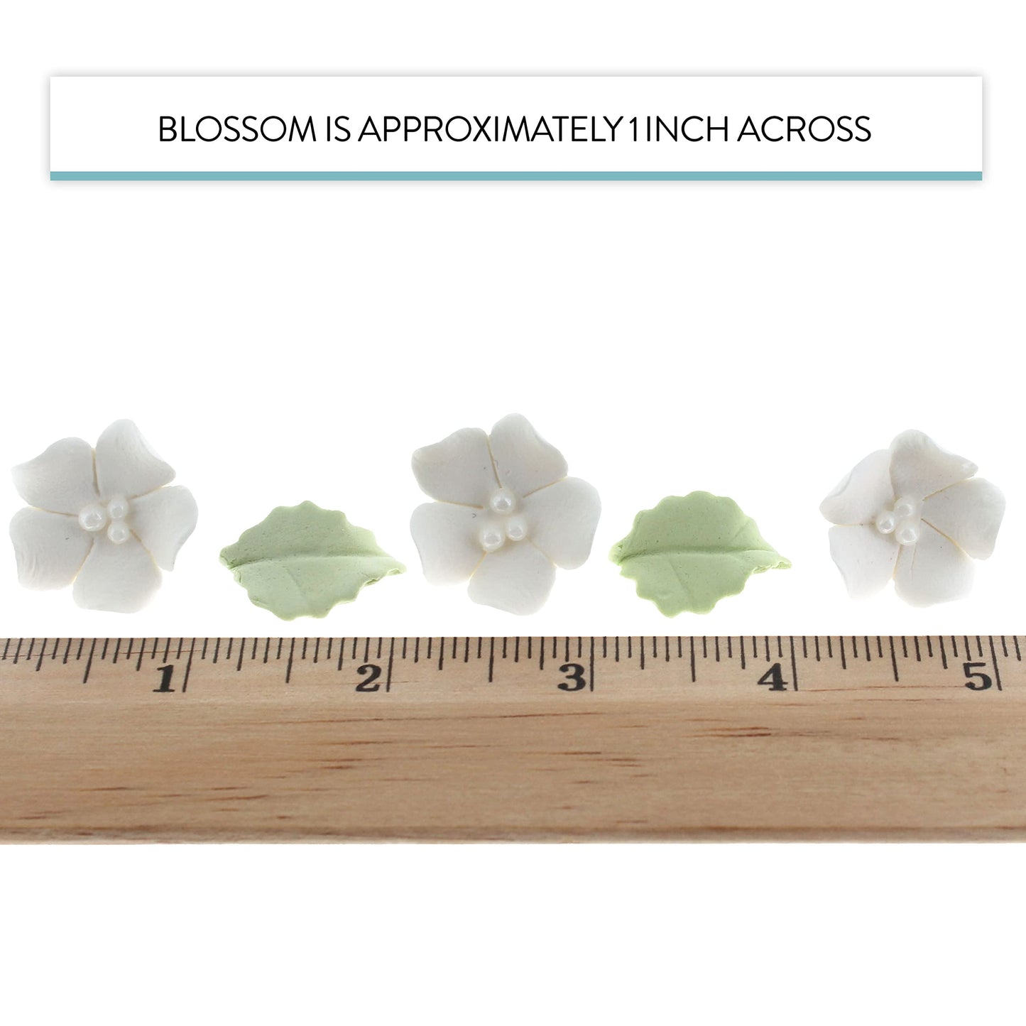 White Flower Blossoms with Leaves Kit, 24 Count