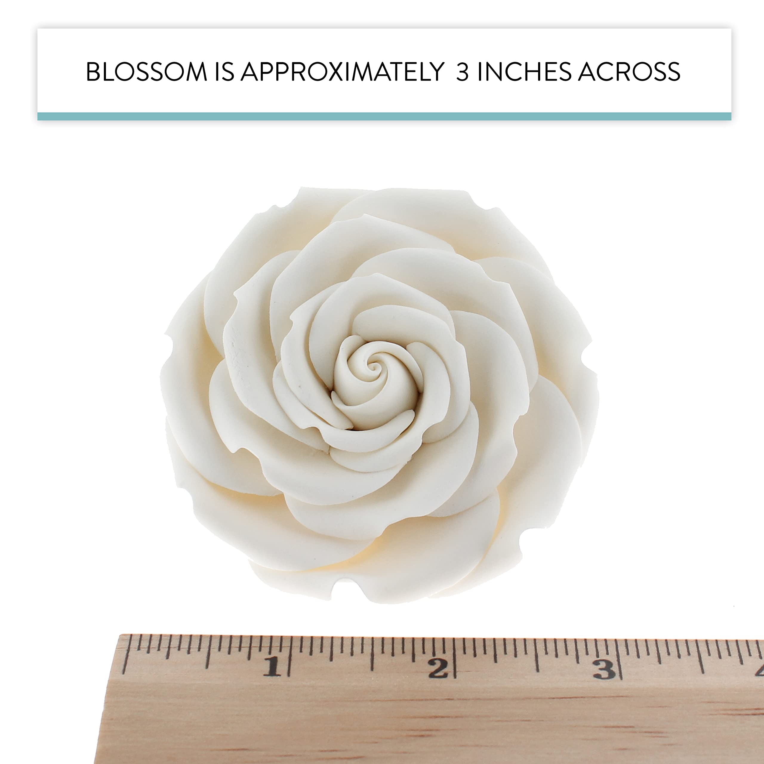 Rebecca Roses, Gum Paste Flowers for Cakes, by Global Sugar Art, White, Large