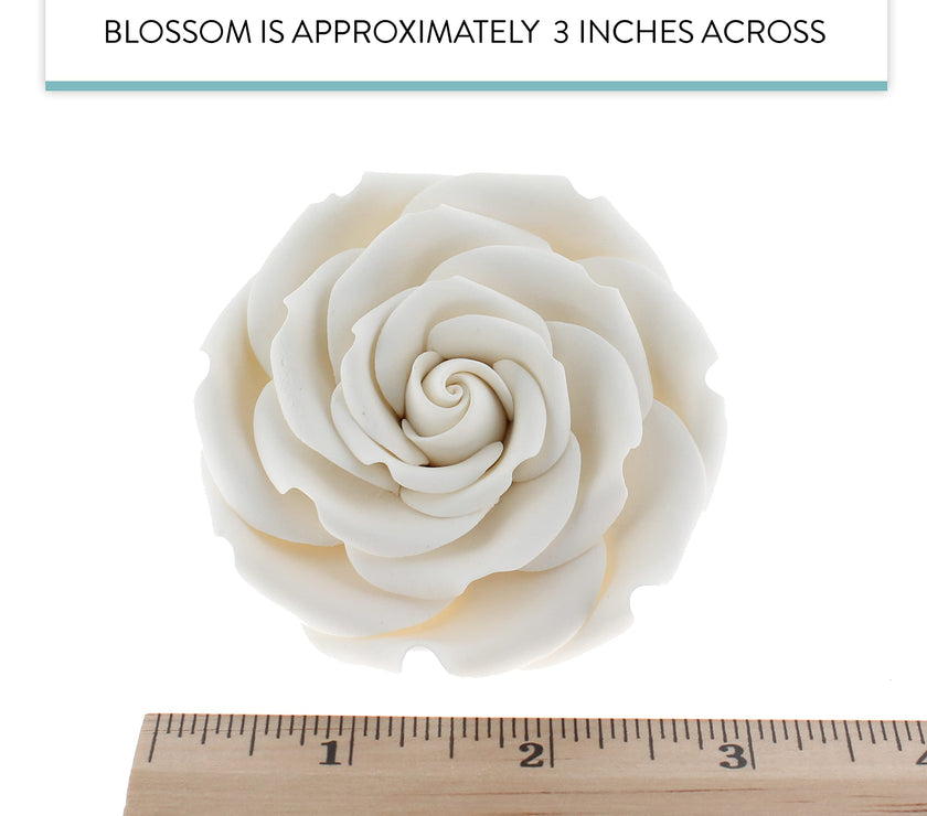 Rebecca Roses, Gum Paste Flowers for Cakes, by Global Sugar Art, White, Large
