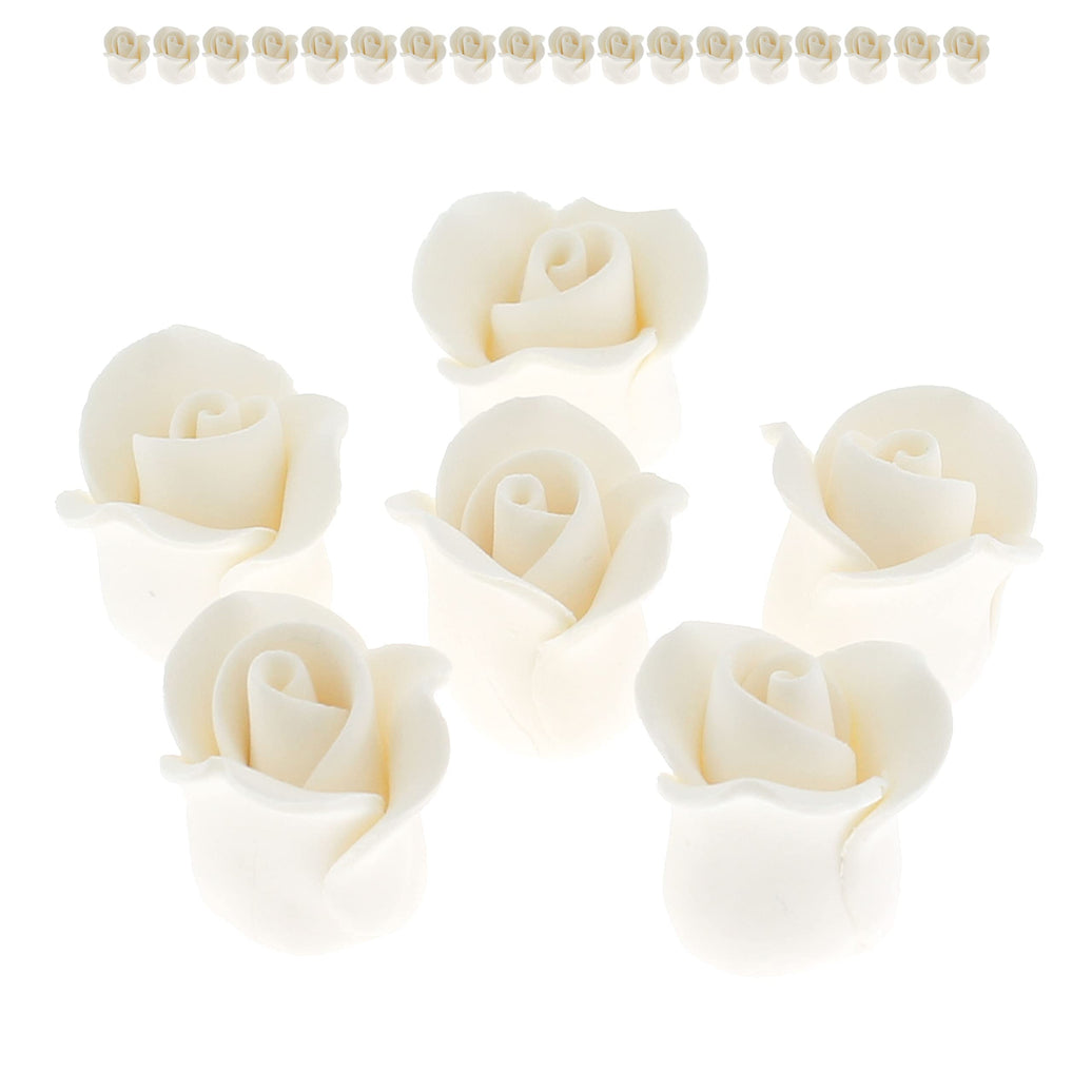 Tiny Rose Sugar Flowers, Edible Cupcake Toppers, Extra Small, by Global Sugar Art, White