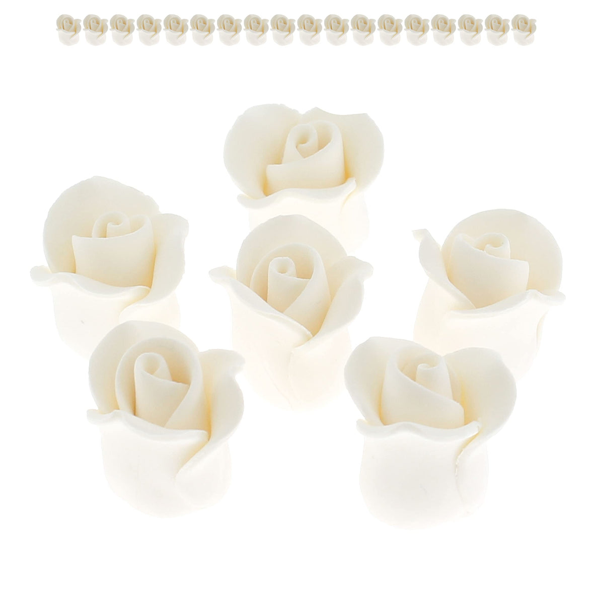 Tiny Rose Sugar Flowers, Edible Cupcake Toppers, Extra Small, by Global Sugar Art, White
