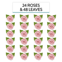 Premium Edible Roses with Leaves, Edible Sugar Cake & Cupcake Flower Kit, by Global Sugar Art, Pink