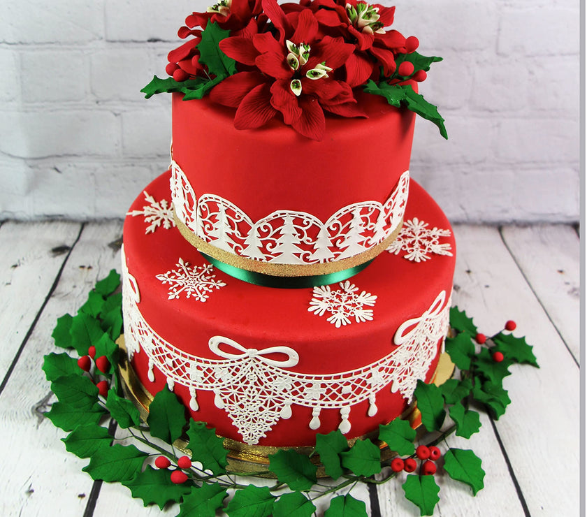 Christmas Holly Leaf Sprays for Cakes and Decorating, by Global Sugar Art